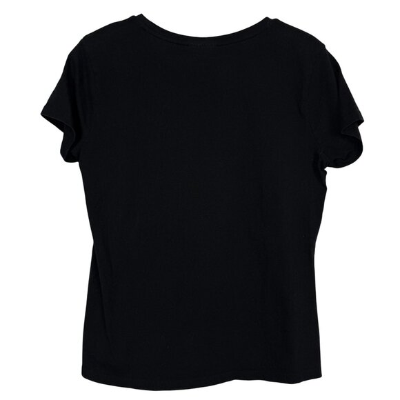 Style & Co Women’s T-Shirt Medium Black Cotton Colorful Floral Embroidered - Picture 6 of 6